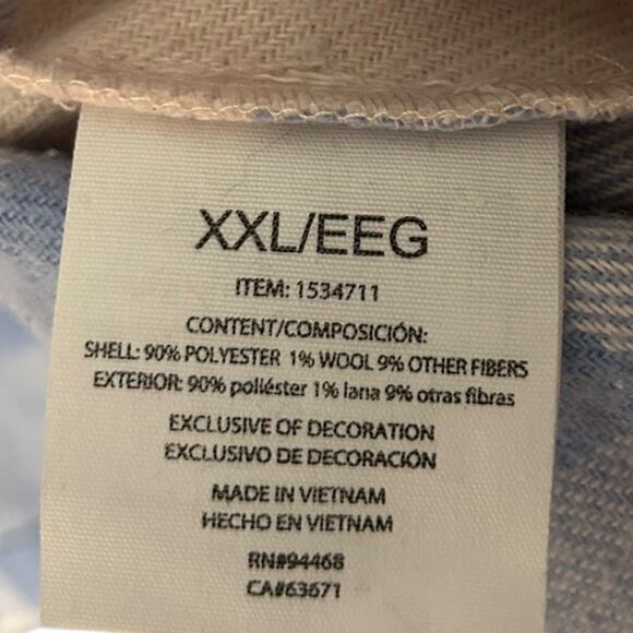 HFX Long Sleeve Plaid Flannel Shacket Women's XXL Buffalo Plaid Blue White - Picture 5 of 6